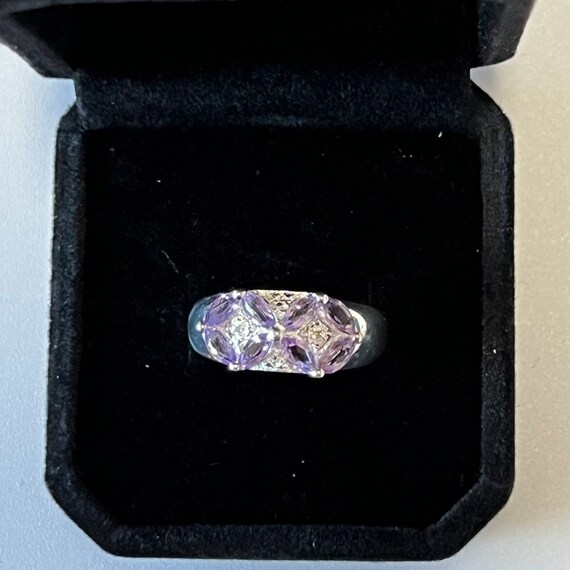 Vintage Women's Amethyst Silver Gemstone Ring Siz… - image 2
