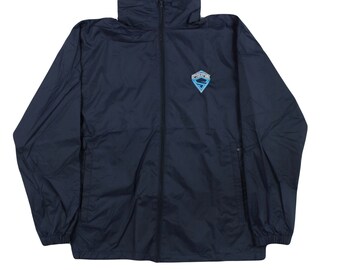 Men's Windbreaker Light Weight Windbreaker By Spyderpunk Embroidered Zip Windbreaker In Blue With Pockets