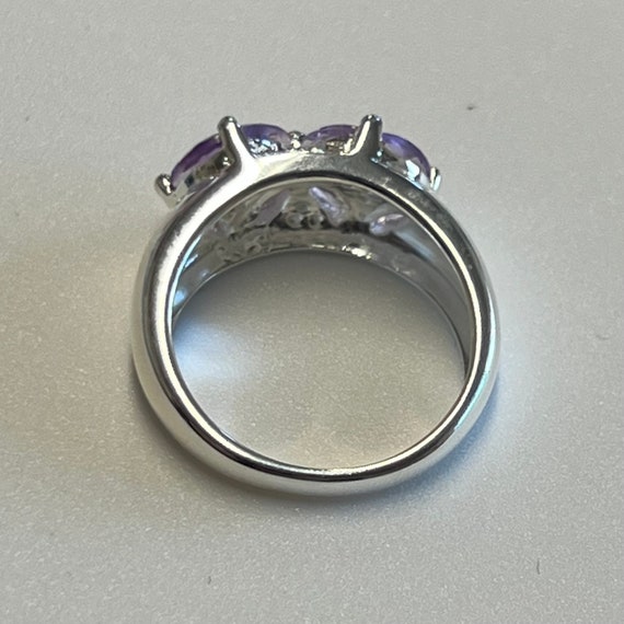 Vintage Women's Amethyst Silver Gemstone Ring Siz… - image 3