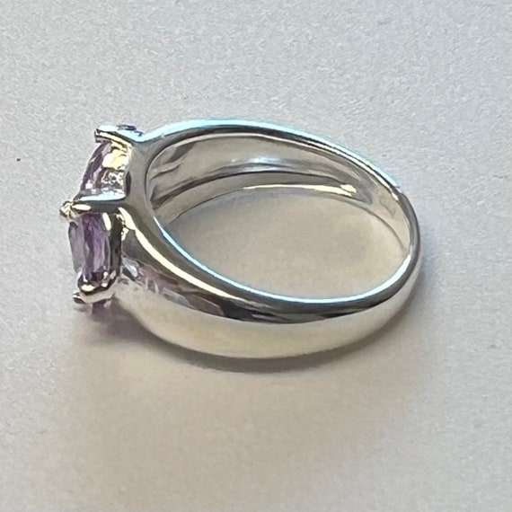 Vintage Women's Amethyst Silver Gemstone Ring Siz… - image 4