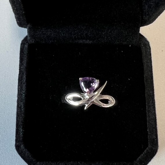 Vintage Women's Amethyst Silver Gemstone Ring Siz… - image 2