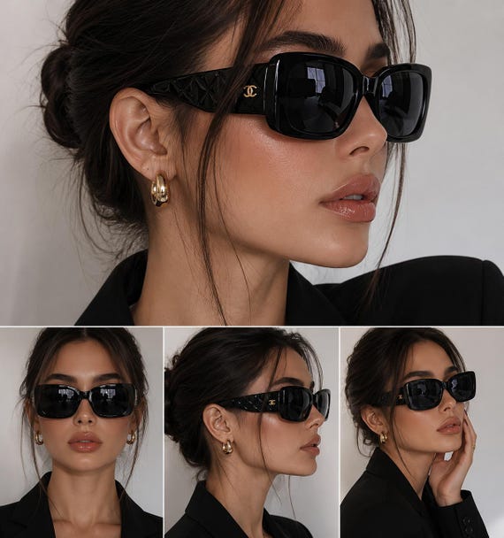 Vintage Chanel Archive Sunglasses – Rare Sculptural Quilted Black