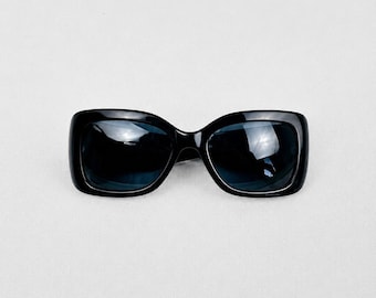 Vintage Chanel Archive Sunglasses – Rare Sculptural Quilted Black Frame – Y2K Futuristic CC Shades