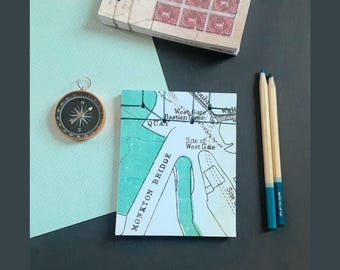 Small Traveler's Pocket Notebook, Unlined Map Notepad for Sketches