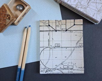 Vintage Map Small Sketchpad, Unlined Pocket Journal for Traveling