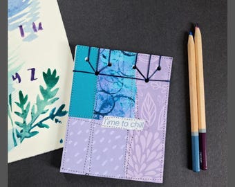 Purple Collage Notepad, Unlined Sketchpad for Drawing