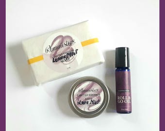 Lemon Mint Gift Set; Roll On Oil, Hand & Cuticle Salve and Natural Soap