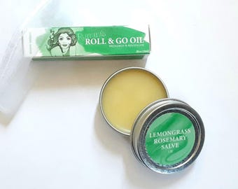 Lemongrass Rosemary Gift Set; Aromatherapy Oil for Energy with Hand & Cuticle Salve (1oz)