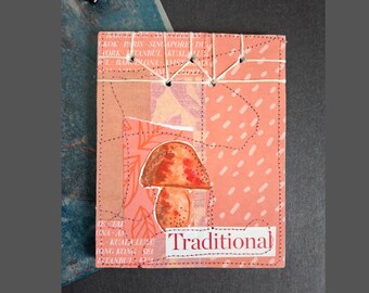Mini Mushroom Notepad, Upcycled Collage Scrap Notebook