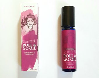 Rose Essential Oil Perfume Roll On, Aromatherapy Blend (10 ml)