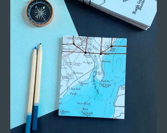 Small Unlined Traveler's Journal, Map Pocket Notepad for Sketches and Notes