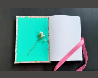 Pink Blank Garden Journal and Sketchbook; Handmade Unlined Notebook