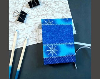 Blue Handbound Notebook, Small Blank Journal with Unlined Pages