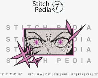 Disegno per ricamo di occhi in stile anime: file per ricamo a macchina