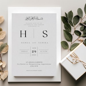 Invitation de mariage musulman classique simple numérique, invitation Nikkah modifiable moderne, réception Walima islamique personnalisée imprimable numérique