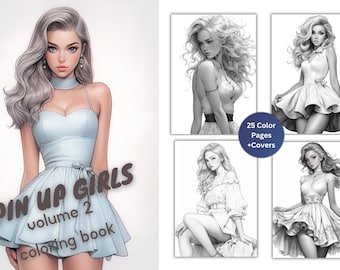 Livre de coloriage Pin Up Girls, vintage Fashion Ladies (PDF imprimable)