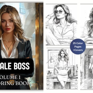 Kleurboek vrouwelijke baas grijswaarden voor volwassenen I krachtige kunst I zelfverzekerde, stijlvolle en onafhankelijke Queen Vibes afdrukbare pdf