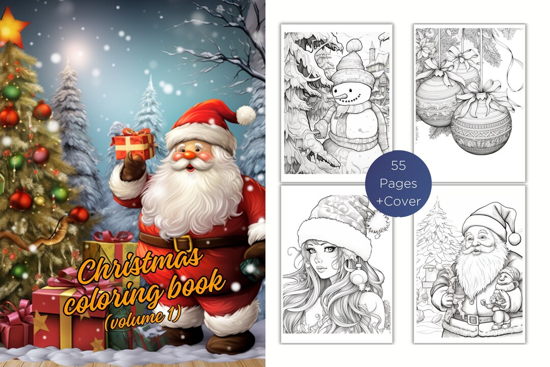Christmas Coloring Book Collection V1,coloring Book for Adults and Kids ...