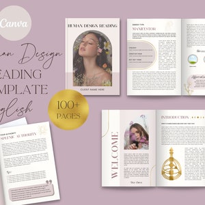 Modello di lettura del design umano per allenatori, modello Canva, report, personalizzabile, Bodygraph, proiettore, generatore, Manifestatore, riflettore