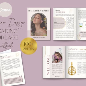 Modello di lettura del design umano per allenatori, modello Canva, personalizzabile, bodygraph, proiettore, generatore, manifesto, riflettore
