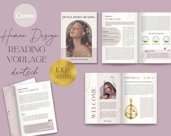 Human Design Reading Template for Coaches, Canva Template, Customizable, Bodygraph, Projector, Generator, Manifestor, Reflector, German