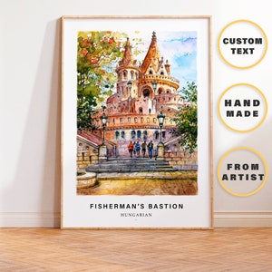 Personalized travel prints, custom Hungarian fisherman's bastion travel wall art decor, Home picture hangings, Europe city poster hanging