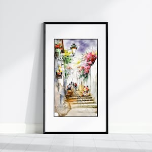 Portugal poster, Old Town Watercolor Art Print, Living  Room Decor, Portugal Travel Gift, Home Wall Decor,  Landscape Poster, Anniversary