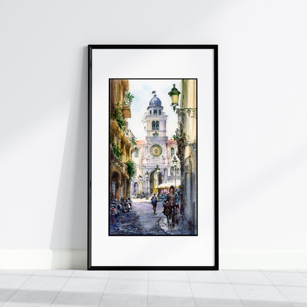 Art print on paper Church of Santa Maria Bell tower Venice Italy Gray travel printed home decor Housewarming anniversary Mr Mrs family gift