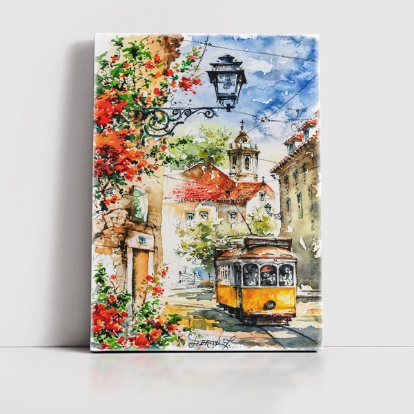 Colorful Lisbon Art, European Framed Canvas Prints For Living Room, Travel Lover Gift, Romantic Artwork, European Cities Wall Art Decor.