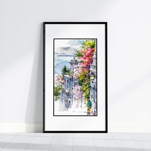 Portugal poster, Old City Portuguese Travel Art Prints, Home Wall Decor, Living Room Decor, Watercolor Print. Anniversary, Birthday Gifts