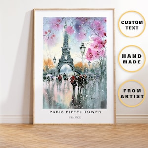 Eiffel Tower Paris Personalized Prints, Unique Wall Decor Travel Poster, Best Romantic Custom Gift for Her, Him, Couples, Anniversary gifts