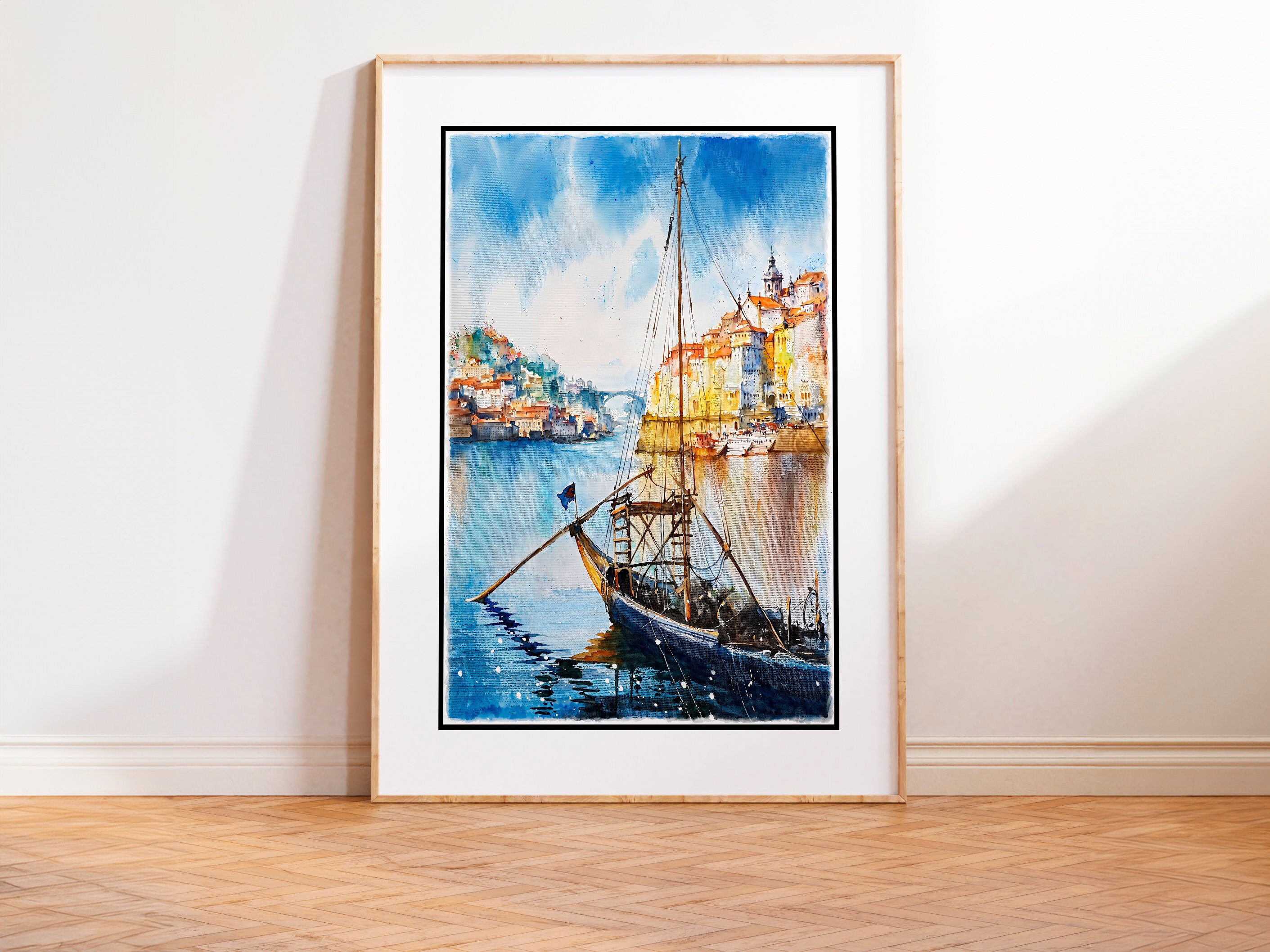 Porto Portugal Print: Soft Blue Watercolor Travel Poster