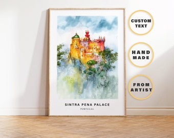 Sintra Pena Palace Watercolor Print: Portugal Travel Art