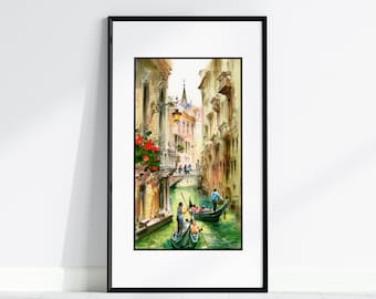 Venice Gondolas Watercolor Art Print: Italy Travel Poster