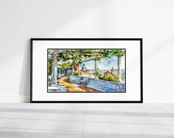 Lisbon Blue Tiles Watercolor Art Print: Portugal Travel Poster