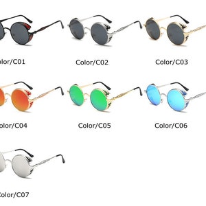 Lunettes de soleil rondes bleues pour homme et femme lunettes de soleil rondes vintage Lunettes de soleil gothiques classiques steampunk Lunettes de soleil hippie Lunettes sympas image 9