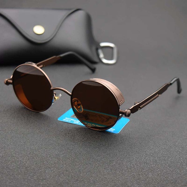 Classic Gothic Steampunk Sunglasses | Round Retro Sunglasses | Circular Shades Collection | Classic Round Sunglasses | Modern Round Glasses