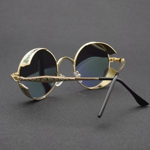 Lunettes de soleil rondes bleues pour homme et femme lunettes de soleil rondes vintage Lunettes de soleil gothiques classiques steampunk Lunettes de soleil hippie Lunettes sympas image 5