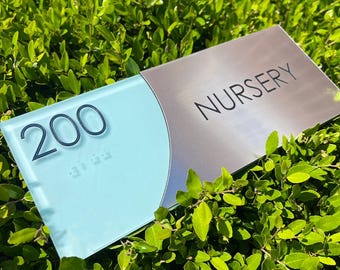 Custom ADA Room Name Sign with Brushed Silver Accent | 4"x10" Acrylic Office Sign – Modern Engraved Door Label