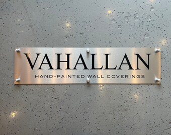 12" X 48" Brushed Silver Aluminum Lobby/Reception Sign for Business
