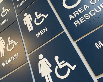 ADA Braille Signs Navy & White