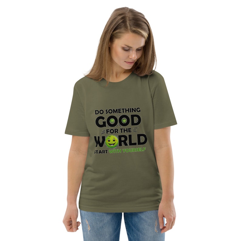 Sustainable Unisex Tee | Organic Cotton with Ecology Print for a Green Future | Do Something Good for the World start With Yourself