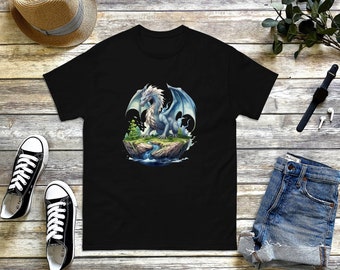 Mystical Earth Dragon Graphic T-shirt. Fantasy Art Tee.