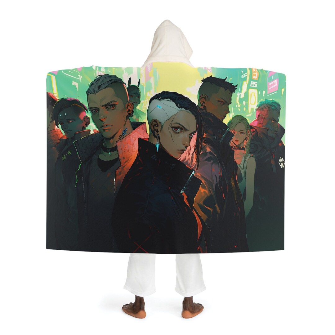 Cyberpunk Anime Hooded Blanket Sherpa Fleece Hoodie Comfy Etsy