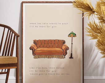 Friends Poster, Orange Couch Wall Art (Digital Download)