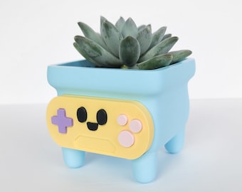Cute Cozy Square Gaming Controller Planter | Gaming Desk Accessory | Succulent Planter | Video Game Planter