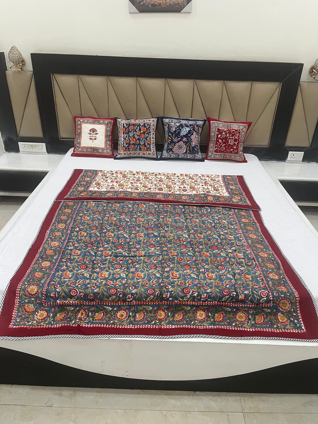 Indian Handcrafted Block Floral Printed Dohar Light Weight Cotton
