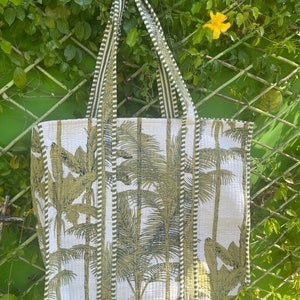 Bolsa de transporte impressa em bloco floral, bolsa de mercado de algodão indiano, bolsa de ombro feita à mão, Jhola Boho Hippie Tote Mandala, bolsa para laptop