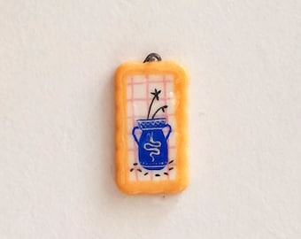 Blaue Vase Illustration Keramik Wandkunst, Mini-Keramik, winzige Keramik-Wand-Dekor, Home Decor Art, Miniatur-Keramik-Kunst, Wand-Dekor-Kunst, Tiny