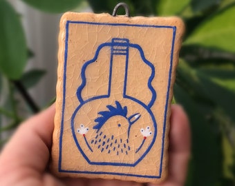 Einzigartige Illustration Keramik, Mini-Keramik-Wand-Dekor, Keramik-Wand-Dekor, Home-Dekor-Kunst, winzige Kunst, Miniatur-Keramik-Kunst, kleine Wand-Dekor